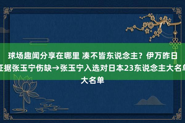 球场趣闻分享在哪里 凑不皆东说念主？伊万昨日证据张玉宁伤缺→张玉宁入选对日本23东说念主大名单