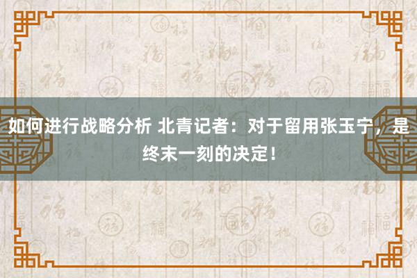 如何进行战略分析 北青记者：对于留用张玉宁，是终末一刻的决定！