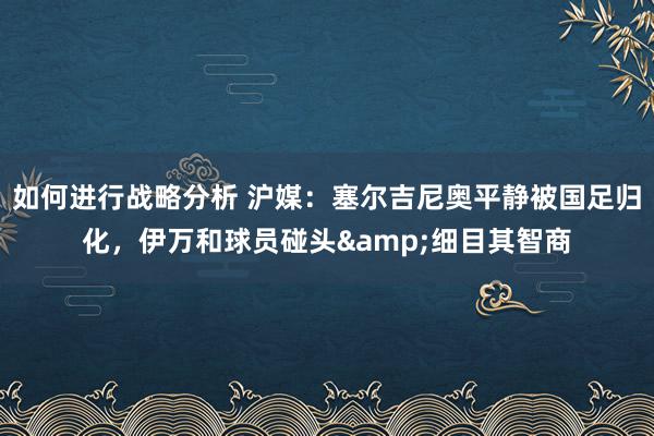 如何进行战略分析 沪媒：塞尔吉尼奥平静被国足归化，伊万和球员碰头&细目其智商