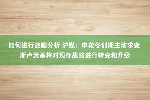 如何进行战略分析 沪媒：申花冬训期主动求变 斯卢茨基将对现存战略进行转变和升级