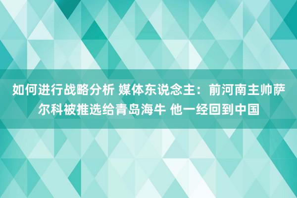 如何进行战略分析 媒体东说念主：前河南主帅萨尔科被推选给青岛海牛 他一经回到中国