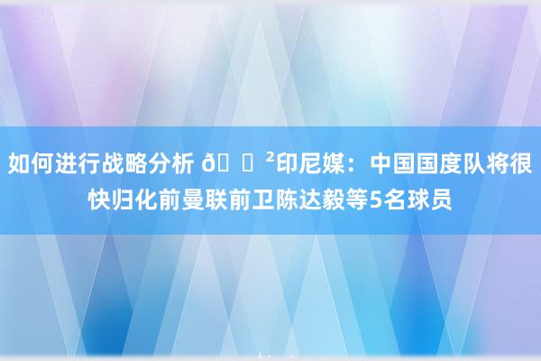 如何进行战略分析 😲印尼媒：中国国度队将很快归化前曼联前卫陈达毅等5名球员