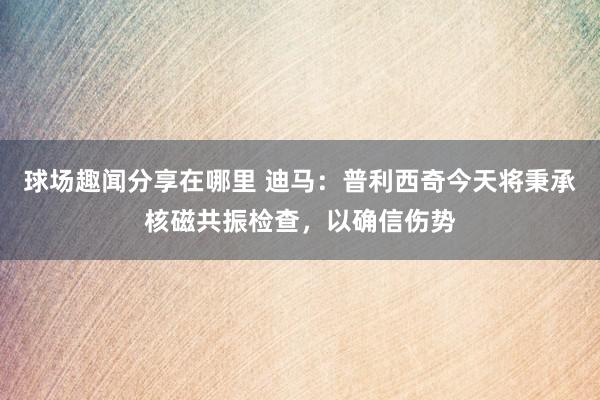 球场趣闻分享在哪里 迪马：普利西奇今天将秉承核磁共振检查，以确信伤势