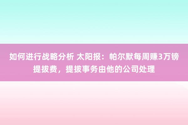 如何进行战略分析 太阳报：帕尔默每周赚3万镑提拔费，提拔事务由他的公司处理