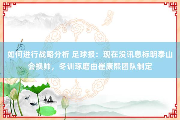 如何进行战略分析 足球报：现在没讯息标明泰山会换帅，冬训琢磨由崔康熙团队制定