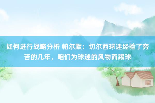 如何进行战略分析 帕尔默：切尔西球迷经验了穷苦的几年，咱们为球迷的风物而踢球