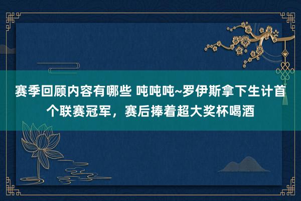 赛季回顾内容有哪些 吨吨吨~罗伊斯拿下生计首个联赛冠军，赛后捧着超大奖杯喝酒