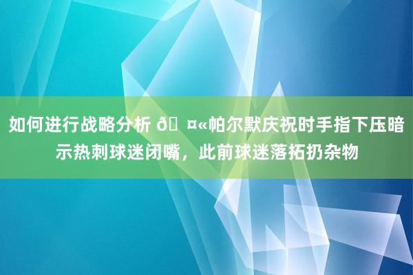 如何进行战略分析 🤫帕尔默庆祝时手指下压暗示热刺球迷闭嘴，此前球迷落拓扔杂物