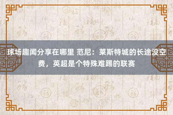 球场趣闻分享在哪里 范尼：莱斯特城的长途没空费，英超是个特殊难踢的联赛