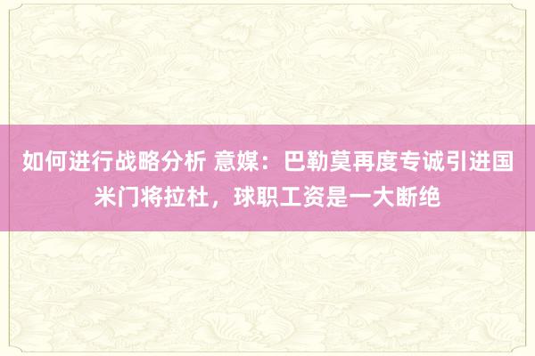 如何进行战略分析 意媒：巴勒莫再度专诚引进国米门将拉杜，球职工资是一大断绝