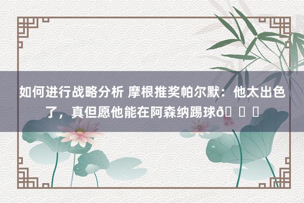 如何进行战略分析 摩根推奖帕尔默：他太出色了，真但愿他能在阿森纳踢球👍