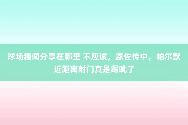 球场趣闻分享在哪里 不应该，恩佐传中，帕尔默近距离射门真是踢呲了