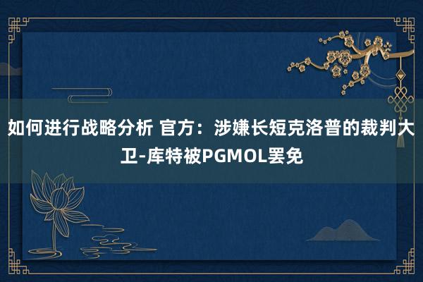 如何进行战略分析 官方：涉嫌长短克洛普的裁判大卫-库特被PGMOL罢免